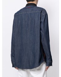 Chemise à manches longues à losanges bleu marine DSQUARED2
