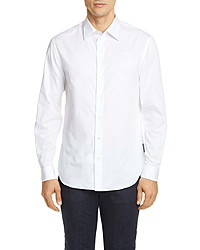 Chemise à manches longues à motif zigzag blanche