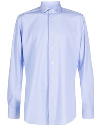Chemise à manches longues à motif zigzag bleu clair