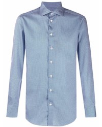 Chemise à manches longues à motif zigzag bleu clair Etro