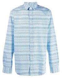 Chemise à manches longues à motif zigzag bleu clair Missoni