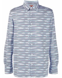 Chemise à manches longues à motif zigzag bleu clair Missoni