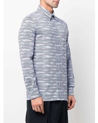 Chemise à manches longues à motif zigzag bleu clair Missoni