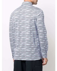 Chemise à manches longues à motif zigzag bleu clair Missoni