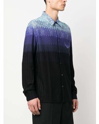 Chemise à manches longues à motif zigzag bleu marine Missoni