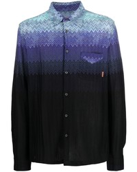 Chemise à manches longues à motif zigzag bleu marine Missoni