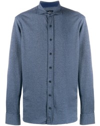 Chemise à manches longues à motif zigzag bleue Hackett