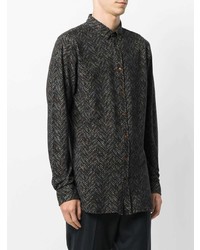 Chemise à manches longues à motif zigzag marron Etro