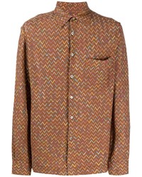 Chemise à manches longues à motif zigzag marron Missoni
