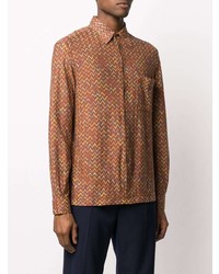 Chemise à manches longues à motif zigzag marron Missoni