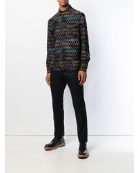 Chemise à manches longues à motif zigzag noire Missoni