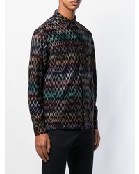 Chemise à manches longues à motif zigzag noire Missoni