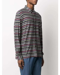 Chemise à manches longues à motif zigzag noire Missoni