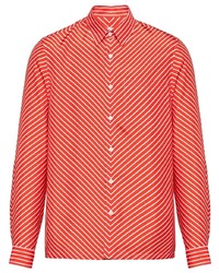 Chemise à manches longues à motif zigzag rouge