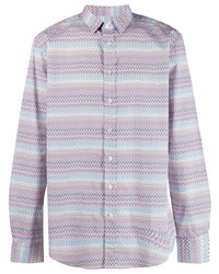 Chemise à manches longues à motif zigzag violet clair Missoni