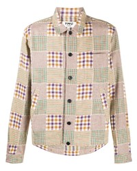 Chemise à manches longues à patchwork beige