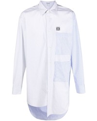 Chemise à manches longues à patchwork blanc et bleu Loewe