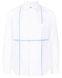 Chemise à manches longues à patchwork blanche Comme des Garcons Homme Deux