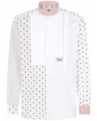 Chemise à manches longues à patchwork blanche Dolce & Gabbana