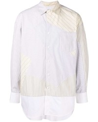 Chemise à manches longues à patchwork blanche Feng Chen Wang