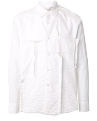 Chemise à manches longues à patchwork blanche Fumito Ganryu