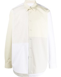 Chemise à manches longues à patchwork blanche Jil Sander