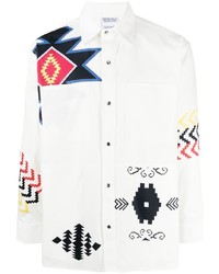 Chemise à manches longues à patchwork blanche Marcelo Burlon County of Milan