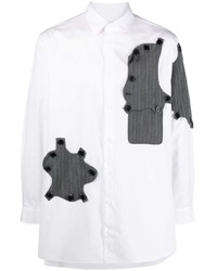 Chemise à manches longues à patchwork blanche Yohji Yamamoto