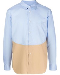 Chemise à manches longues à patchwork bleu clair Comme des Garcons Homme Deux