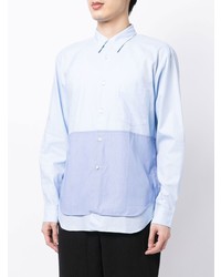 Chemise à manches longues à patchwork bleu clair Comme des Garcons Homme Deux