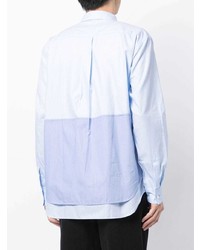 Chemise à manches longues à patchwork bleu clair Comme des Garcons Homme Deux