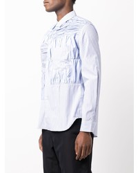 Chemise à manches longues à patchwork bleu clair Comme des Garcons Homme Deux