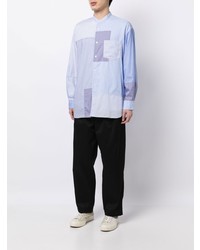 Chemise à manches longues à patchwork bleu clair Comme des Garcons Homme