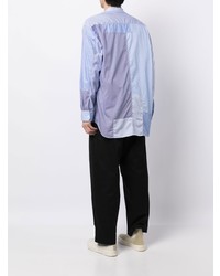 Chemise à manches longues à patchwork bleu clair Comme des Garcons Homme