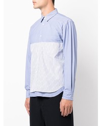 Chemise à manches longues à patchwork bleu clair Comme Des Garcons Homme Plus