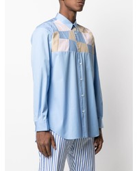 Chemise à manches longues à patchwork bleu clair Comme Des Garcons SHIRT