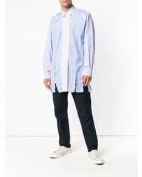 Chemise à manches longues à patchwork bleu clair Comme Des Garcons SHIRT