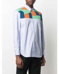 Chemise à manches longues à patchwork bleu clair Comme Des Garcons SHIRT