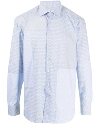 Chemise à manches longues à patchwork bleu clair Etro