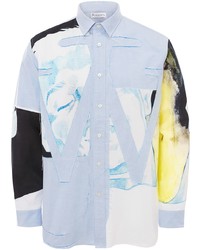 Chemise à manches longues à patchwork bleu clair JW Anderson