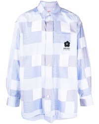 Chemise à manches longues à patchwork bleu clair Kenzo