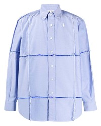 Chemise à manches longues à patchwork bleu clair Marni