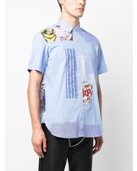 Chemise à manches longues à patchwork bleu clair Junya Watanabe MAN