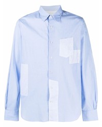 Chemise à manches longues à patchwork bleu clair Officine Generale