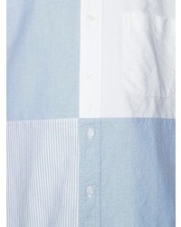 Chemise à manches longues à patchwork bleu clair Thom Browne