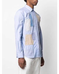 Chemise à manches longues à patchwork bleu clair Junya Watanabe MAN