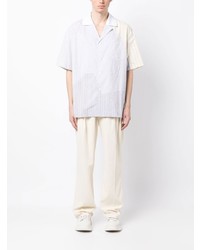 Chemise à manches longues à patchwork bleu clair Feng Chen Wang