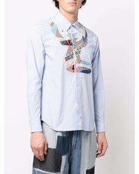 Chemise à manches longues à patchwork bleu clair Charles Jeffrey Loverboy