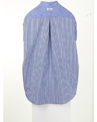 Chemise à manches longues à patchwork bleu clair Coohem