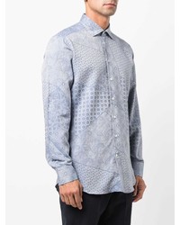 Chemise à manches longues à patchwork bleu clair Etro